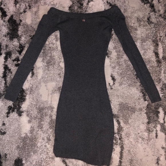 GUESS Grey Ribbed Sweater Dress - Size XXS, 00 - Picture 5 of 6